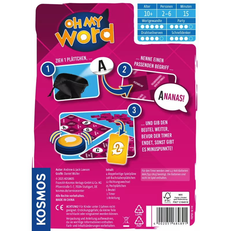 Kosmos 47856163 board/card game 15 min Word