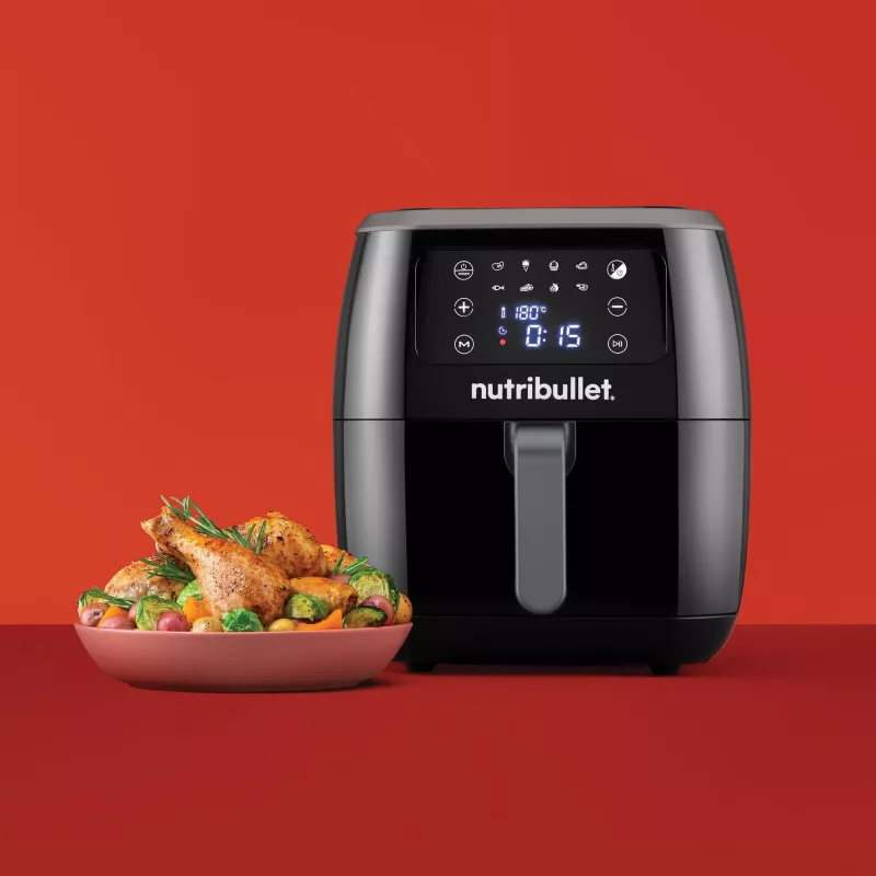 Hot air fryer NUTRIBULLET XXL Digital Air Fryer 7 L 1800 W Black, 8 programs, touch control