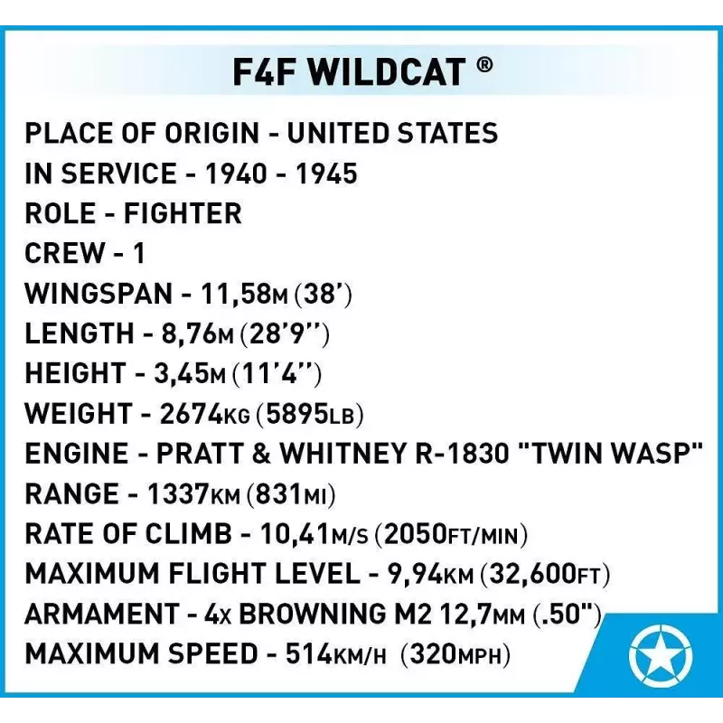 Building blocks COBI F4F Wildcat Northrop Grumman 375 pieces
