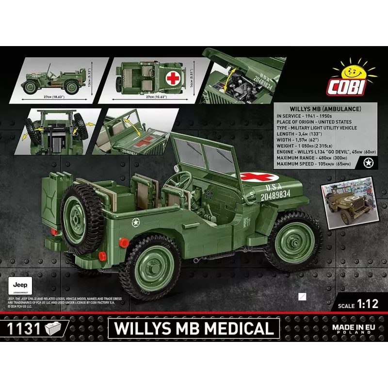 Building set COBI Willys MB Medical 1131 pieces for ages 10+