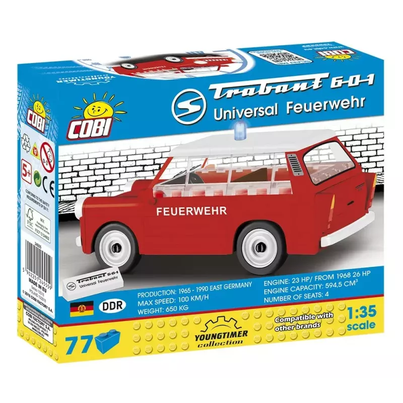 Construction toy Cobi Trabant 601 Universal Fire Brigade set model 24555, brick building kit