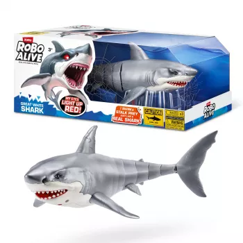Toy robot shark Zuru Robo Alive Great White Shark 71126 — water play interactive battery-powered figure