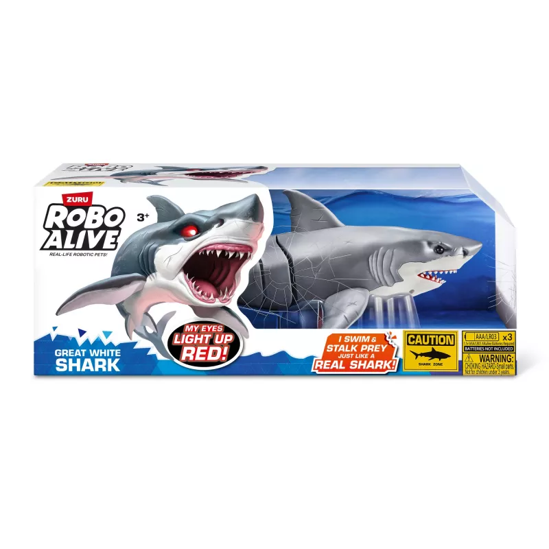 Toy robot shark Zuru Robo Alive Great White Shark 71126 — water play interactive battery-powered figure