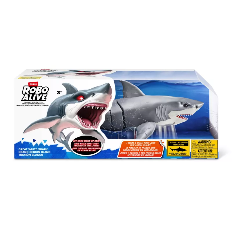 Toy robot shark Zuru Robo Alive Great White Shark 71126 — water play interactive battery-powered figure