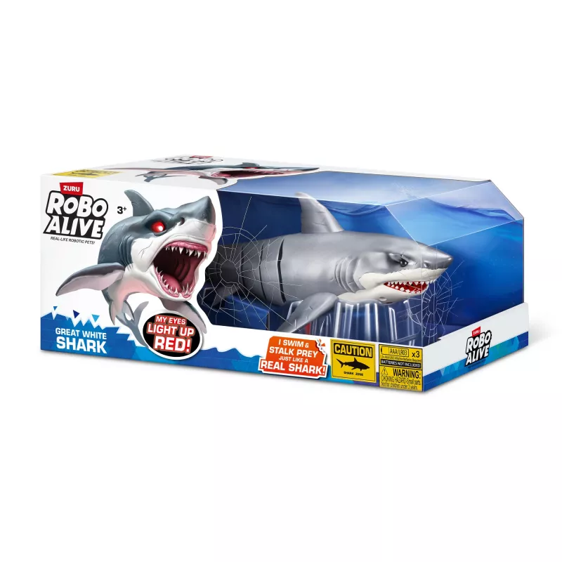 Toy robot shark Zuru Robo Alive Great White Shark 71126 — water play interactive battery-powered figure