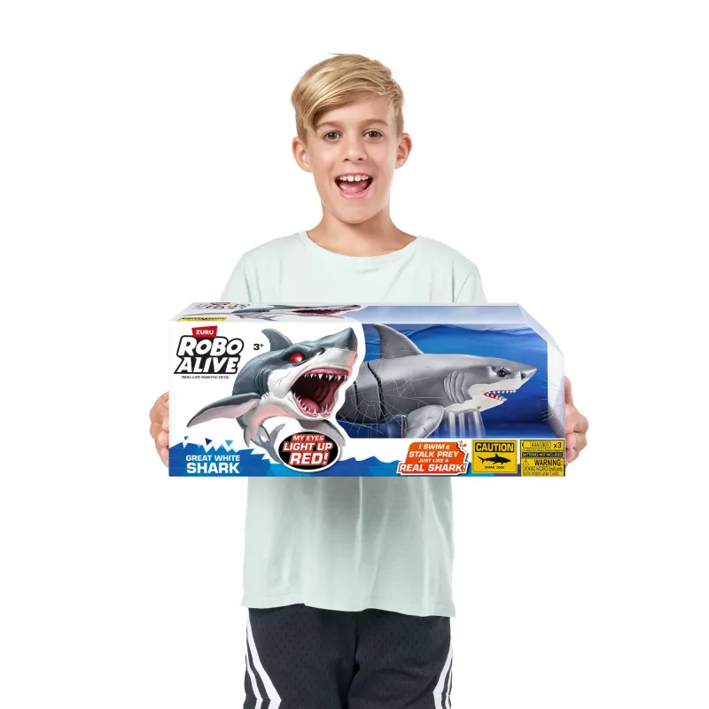 Toy robot shark Zuru Robo Alive Great White Shark 71126 — water play interactive battery-powered figure