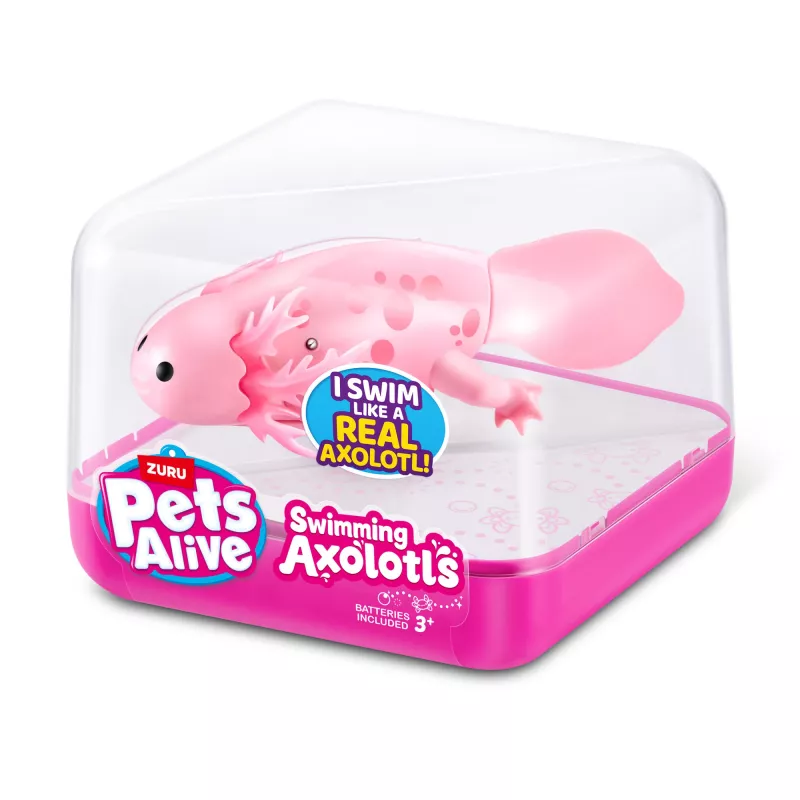 Soft toy Zuru Pets Alive Swimming Axolotls plush toy, toy cat size, model 9556UQ1