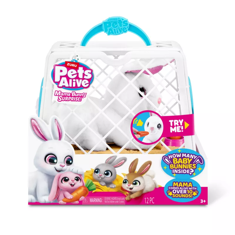 Plush toy Zuru Mama Bunny & Baby Surprise, interactive plush pair, assorted