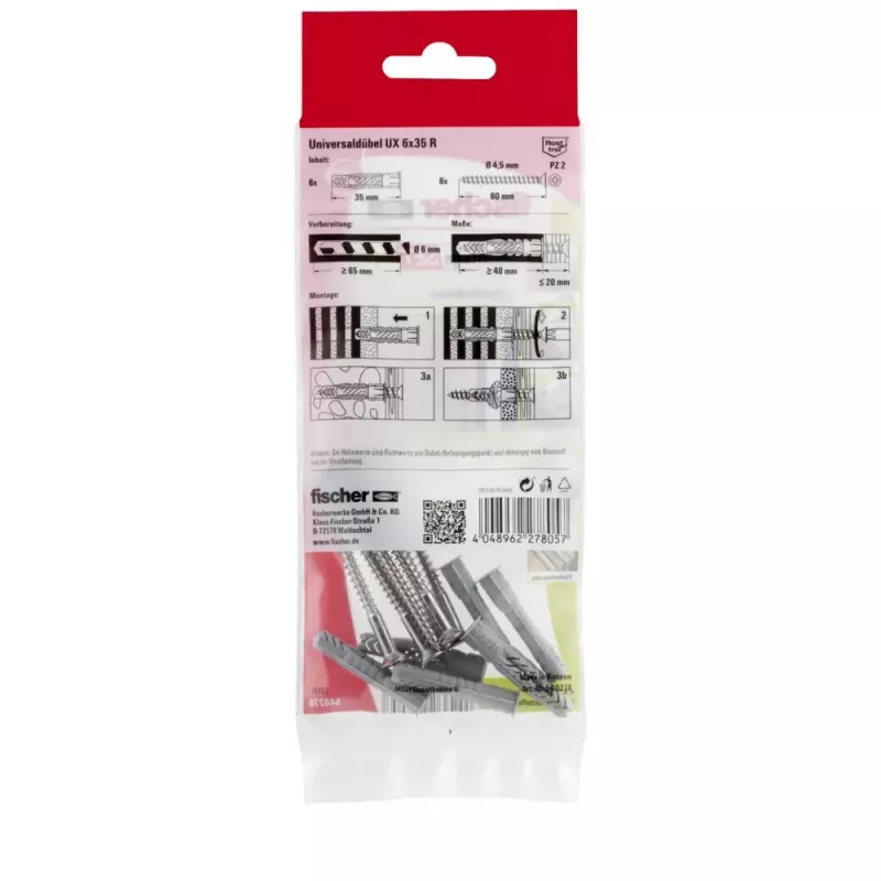 Screw & wall plug kit Fischer MontageSet B 6 pc(s)