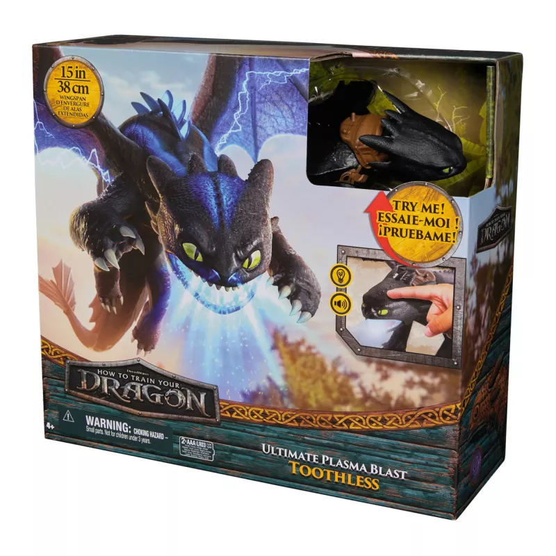 Action Figure Spinmaster Ultimate Plasma Blast Toothless 25-inch Wings Lights & Sounds, Ages 4+