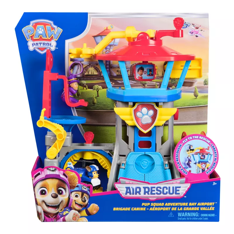 PAW Patrol : Air Rescue, Pup Squad Adventure Bay Airport Playset, with Chase Toy Car & Vehicle Launcher, Kids Toys for Boys and Girls 3+