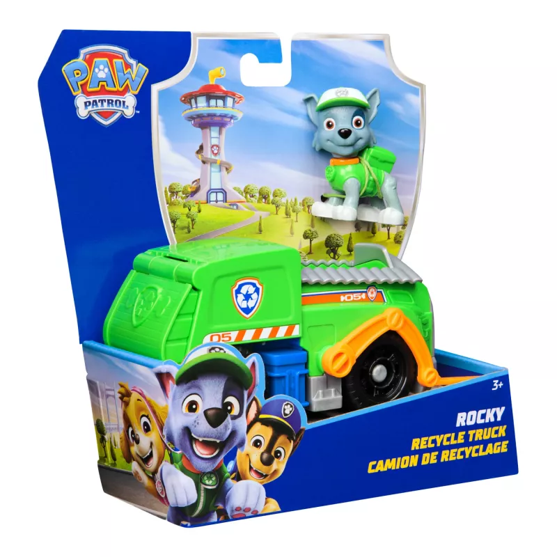 PAW Patrol , Rocky’s Recycle Truck, Toy Vehicle with Collectible Action Figure, Sustainably Minded Kids Toys for Boys & Girls Ages 3 and Up