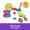Children's Kinetic Sand Kit Spinmaster Mold n’ Flow 1.5 lb Red & Teal with 3 Tools (Ages 3+)