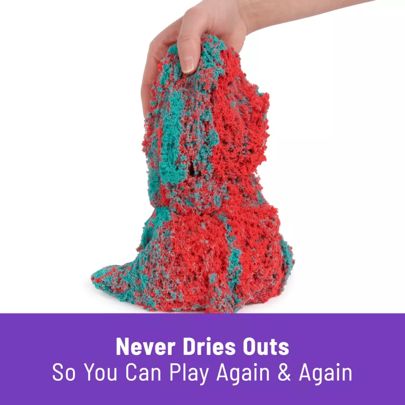 Children's Kinetic Sand Kit Spinmaster Mold n’ Flow 1.5 lb Red & Teal with 3 Tools (Ages 3+)