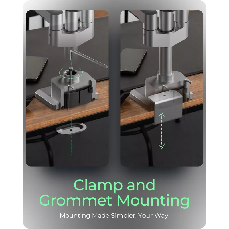 Monitor Mount ICY BOX IB-MS525-T 30 inch Grey Silver Clamp Grommet