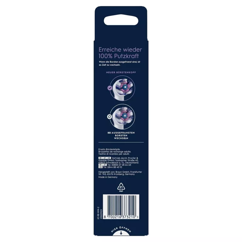 Oral-B 373210 toothbrush head 2 pc(s) White