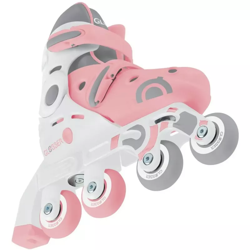 Children's learning skates GLOBBER 2 in 1 size 30–33 pink – adjustable beginner inline/quad set