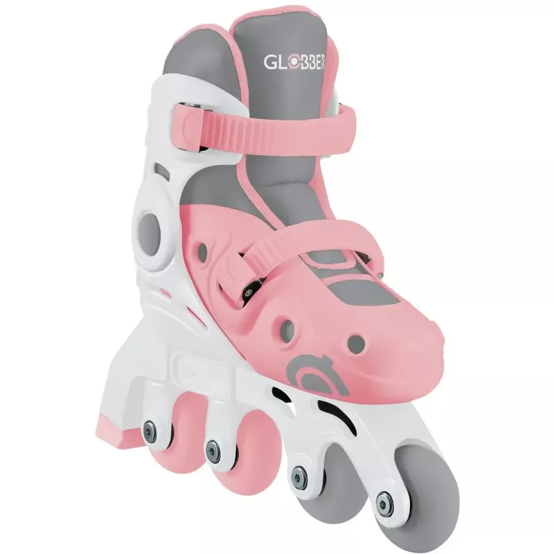 Children's learning skates GLOBBER 2 in 1 size 30–33 pink – adjustable beginner inline/quad set