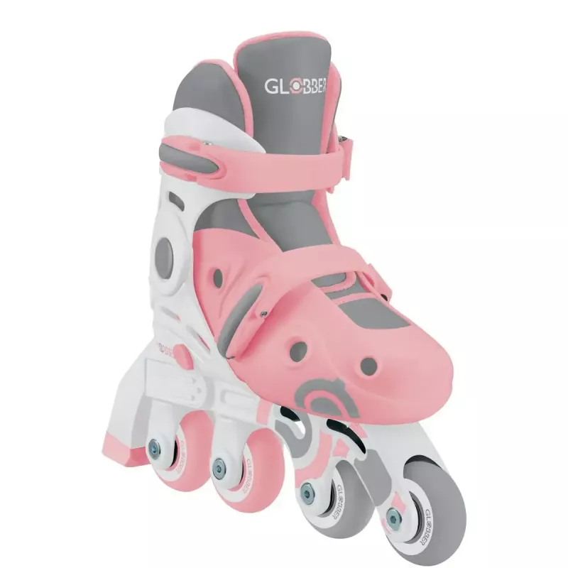 Children's learning skates GLOBBER 2 in 1 size 30–33 pink – adjustable beginner inline/quad set
