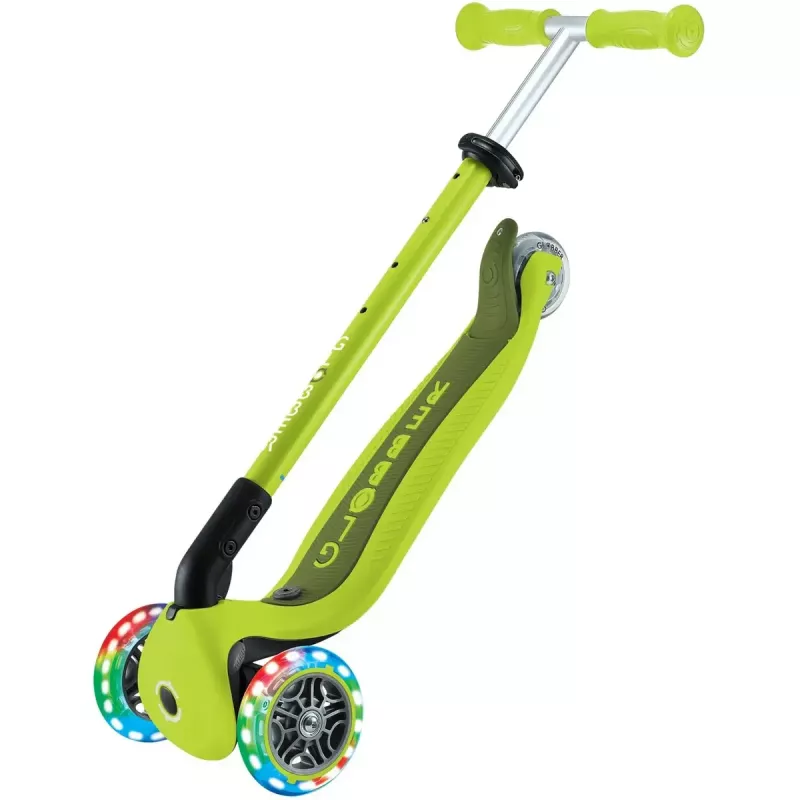 GLOBBER Go-Up Active Lights 3-in-1 Convertible Kick Scooter, Adjustable Height, LED Wheels, Lime