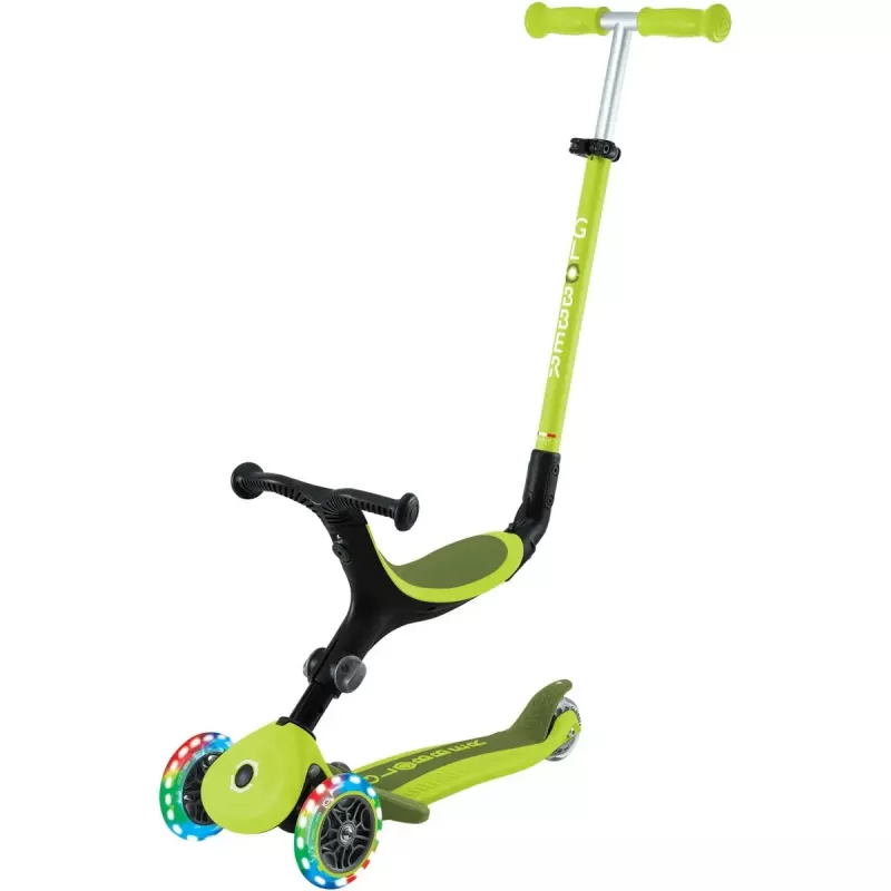 GLOBBER Go-Up Active Lights 3-in-1 Convertible Kick Scooter, Adjustable Height, LED Wheels, Lime