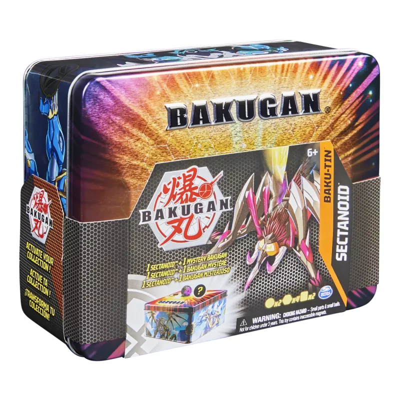 Bakugan Baku-Tin, Sectanoid, Premium Collector’s Storage Tin with Mystery , Trading Cards, Kids Toys for Boys Aged 6 and up