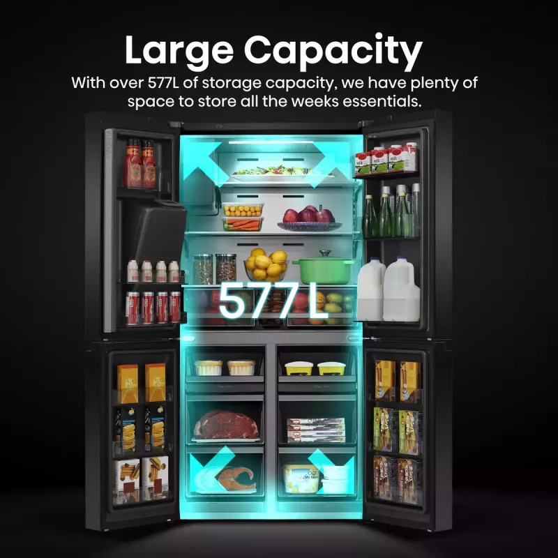 Hisense Cross door refrigerator RQ760N4IFE – Freestanding multi-door, 577 L total capacity, Black