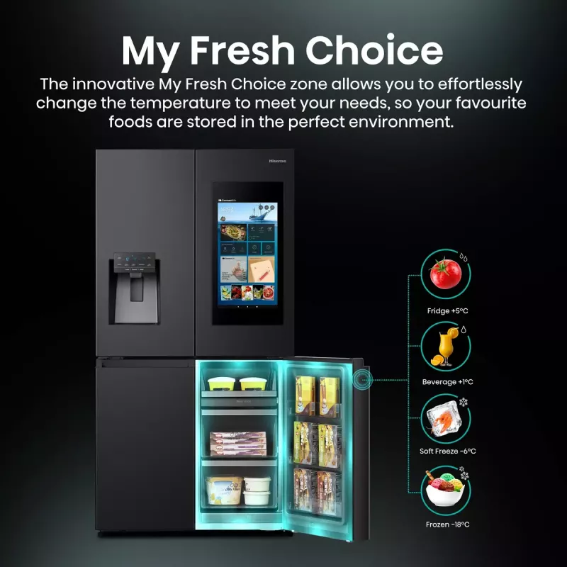 Hisense Cross door refrigerator RQ760N4IFE – Freestanding multi-door, 577 L total capacity, Black
