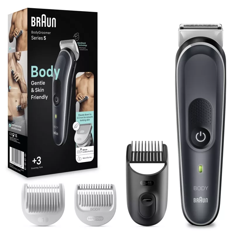 Braun BodyGroomer Body groomer 5 BG5340, with SkinShield technology and 2 attachments