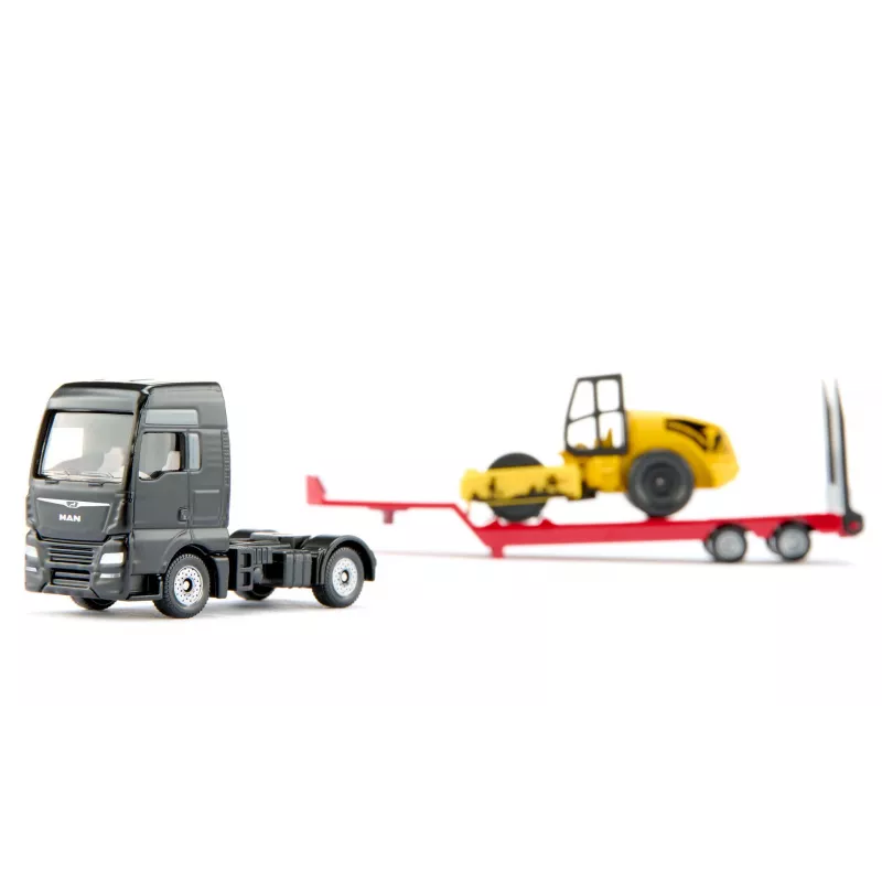 Siku MAN truck with road roller, Truck/Trailer model, 1:87, MAN, Boy/Girl, Metal, Plastic, Red, Yellow