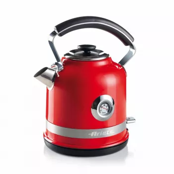 Ariete 2854 Moderna Electric Kettle, 2000 W, 1.7 L Capacity, 360° Cordless, Automatic Shut-off System, Removable Filter, Visible Water Level, Thermometer, red