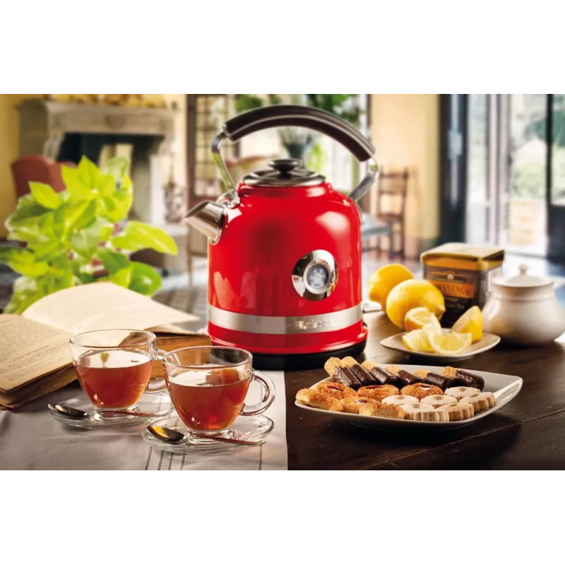 Ariete 2854 Moderna Electric Kettle, 2000 W, 1.7 L Capacity, 360° Cordless, Automatic Shut-off System, Removable Filter, Visible Water Level, Thermometer, red