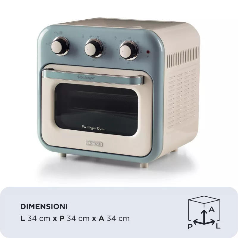 Ariete 4632 Air fryer and oven Vintage, 1400W, 2in1, Capacity 16L, Accessories included, Timer 60 minutes, Double glass, blue