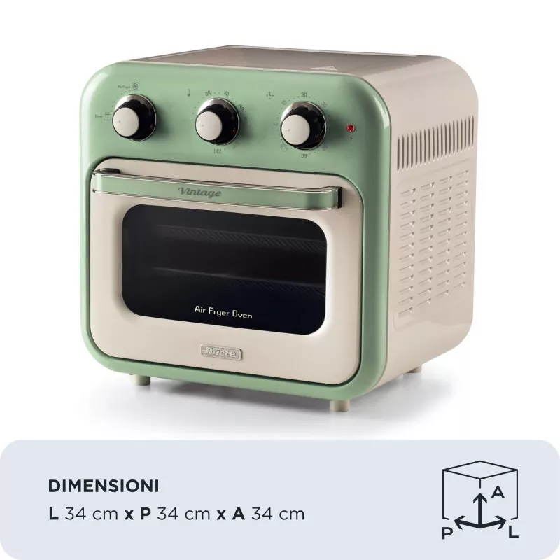 Ariete 4632 Air fryer and oven Vintage, 1400W, 2in1, Capacity 16L, Accessories included, Timer 60 minutes, Double glass, Green