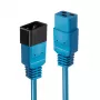 Lindy 1m IEC C19 to C20 Extension Cable, Blue, 1 m, C19 coupler, C20 coupler, 250 V, 16 A