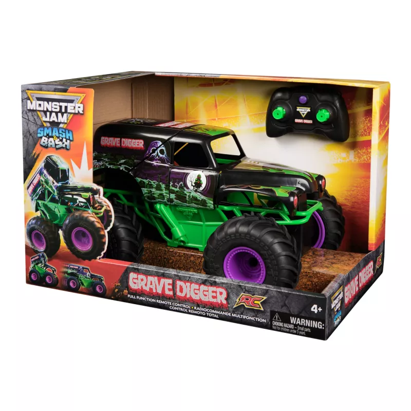 Monster Jam , Official Smash & Bash Grave Digger Remote Control Indoor & Outdoor Vehicle, 1:15 Scale Repairable Monster Truck, Kids Toys for Boy and Girls Ages 4 and up