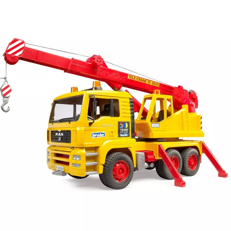 Toy crane truck BRUDER MAN TGA model 01054, scale toy vehicle for play
