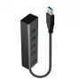 Lindy 4 Port USB 3.0 Hub, USB 3.2 Gen 1 (3.1 Gen 1) Type-A, USB 3.2 Gen 1 (3.1 Gen 1) Type-A, 5000 Mbit/s, Black, Aluminium, Plastic, 0.3 m