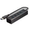 Lindy 4 Port USB 3.0 Hub, USB 3.2 Gen 1 (3.1 Gen 1) Type-A, USB 3.2 Gen 1 (3.1 Gen 1) Type-A, 5000 Mbit/s, Black, Aluminium, Plastic, 0.3 m