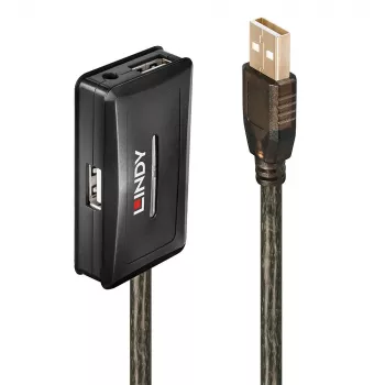 Lindy 10m USB 2.0 Active Extension Hub, USB 2.0, USB 2.0, 480 Mbit/s, Grey, 28/24, 10 m