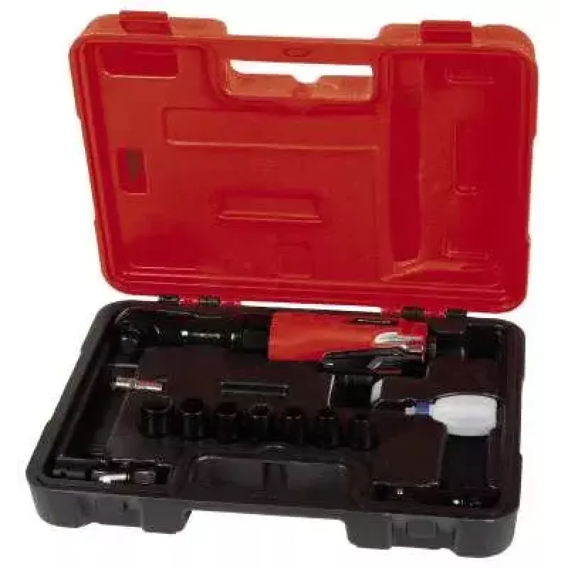 Power screwdriver EINHELL TC-PR 68 — pneumatic, 68 N·m torque, 160 RPM, straight handle, 7 bits, 252×350×83 mm, black/red