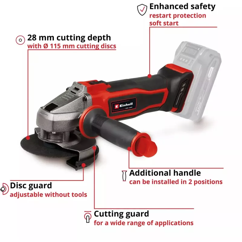 Angle Grinder Einhell Power X-Change TE-AG 18/115-2 Li - Solo 18 Volt