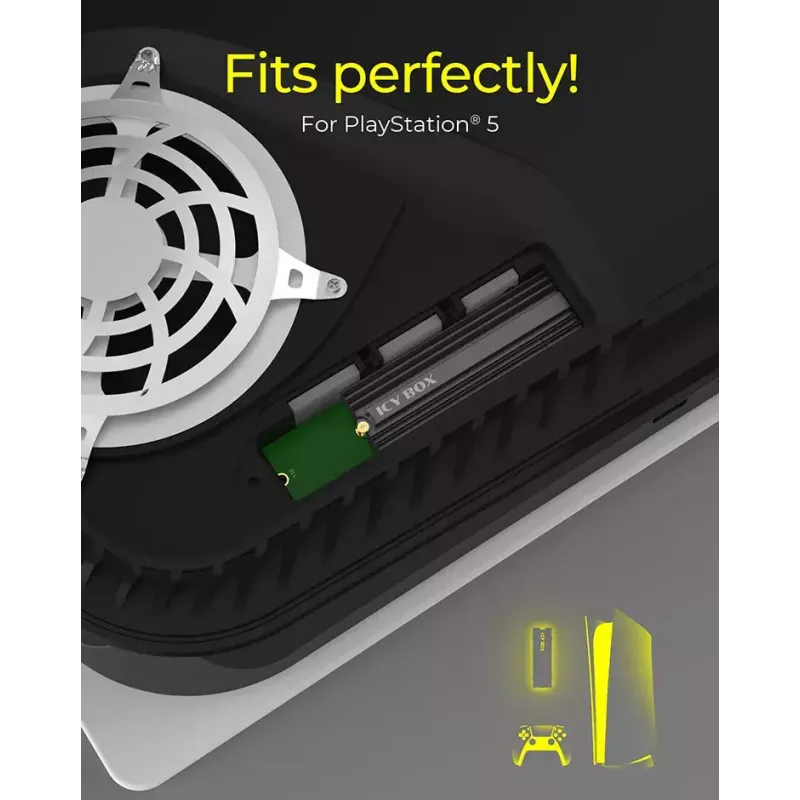 Heatsink ICY BOX IB-M2HS-PS5 for PlayStation 5 Black 27mm x 76mm x 9mm