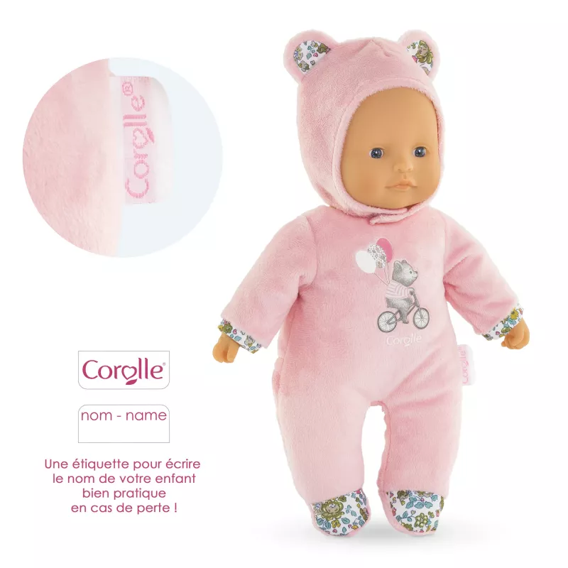 Soft toy bear Simba‑Dickie Corolle Mon Doudou Corolle Sweetheart pink — comfort plush doll