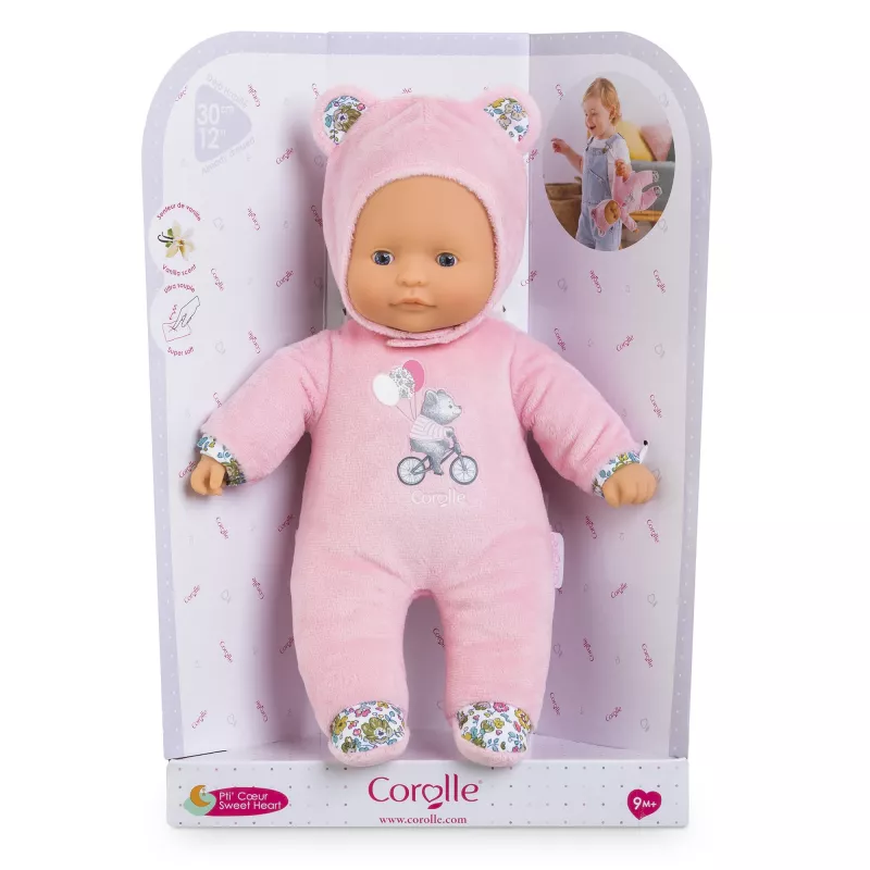 Soft toy bear Simba‑Dickie Corolle Mon Doudou Corolle Sweetheart pink — comfort plush doll