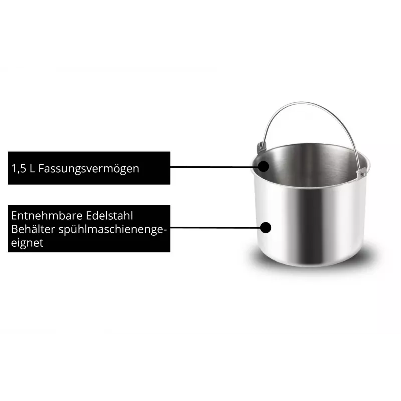 Unold 48826 Eismaschine & Joghurtbereiter EVA Compressor ice cream maker 1.5 L 120 W Black, Stainless steel
