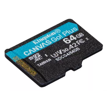Kingston Technology 64GB microSDXC Canvas Go Plus Gen4 200R A2 U3 Single Pack w/o ADP