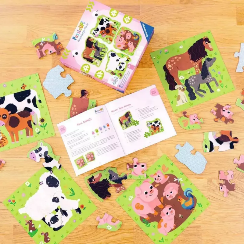 Jigsaw puzzle Ravensburger UP! Farm Animals — progressive set 4, 6, 8, 10 pieces