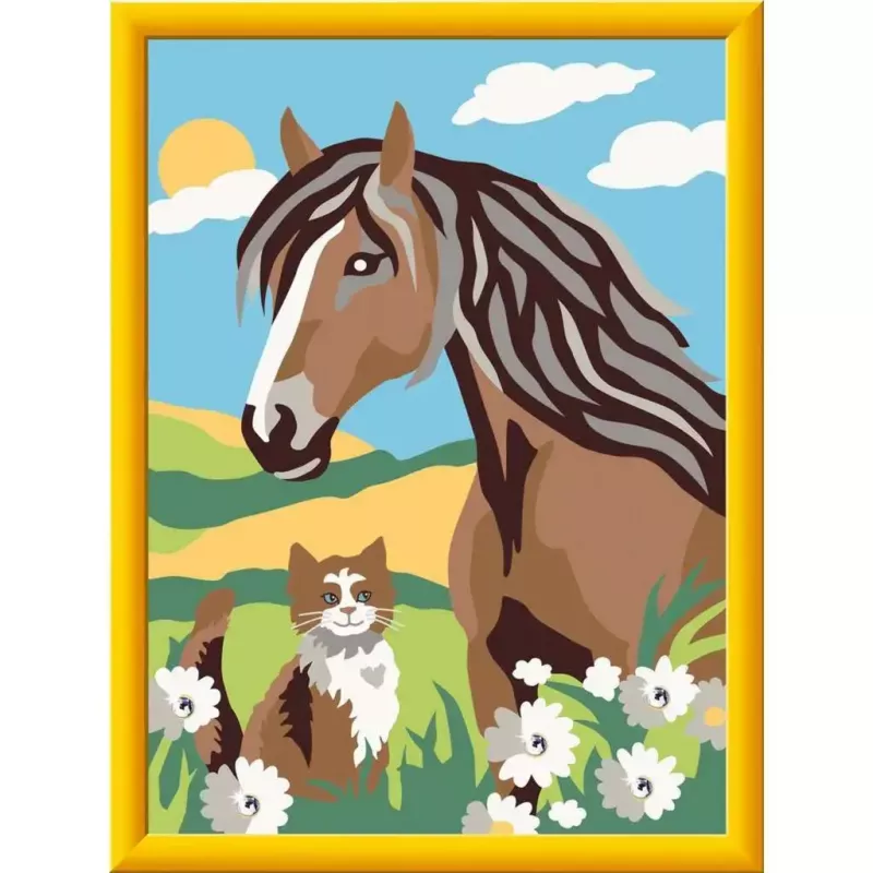 Painting set Ravensburger CreArt – horse and kitten motif, paint-on-paper creative kit