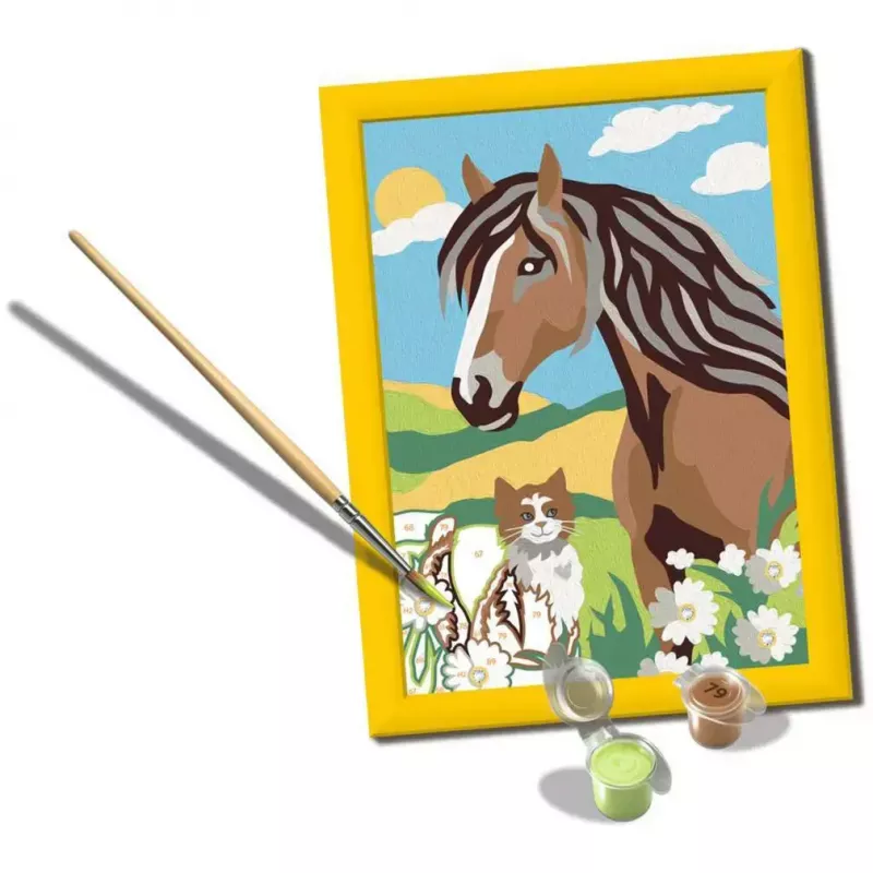 Painting set Ravensburger CreArt – horse and kitten motif, paint-on-paper creative kit